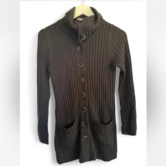 Banana Republic Italian Fabric Black Ribbed Cardigan - Picture 8 of 8